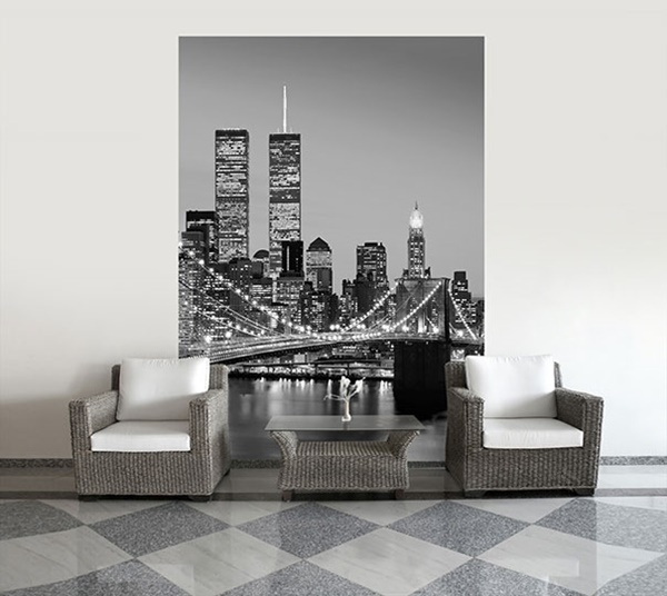 Interior decorado con Fotomural Manhattan Skyline at Night 388