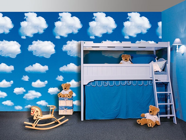 Interior decorado con Fotomural White Clouds 402