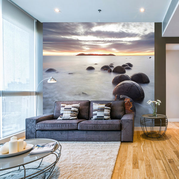 Interior decorado con Fotomural MOERAKI BOULDERS 148
