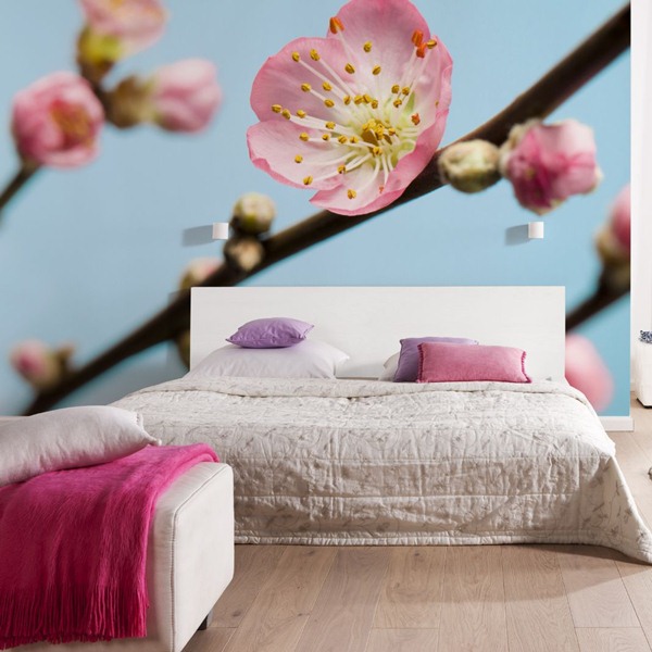 Interior decorado con Fotomural Peach Blossom V7-753