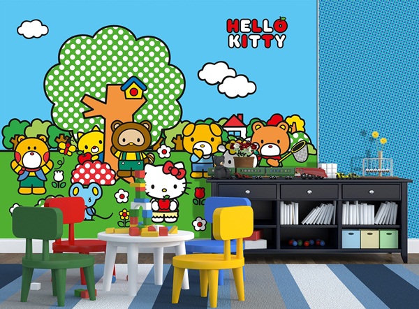 Interior decorado con Fotomural Hello Kitty Friends FT xxl 1472 