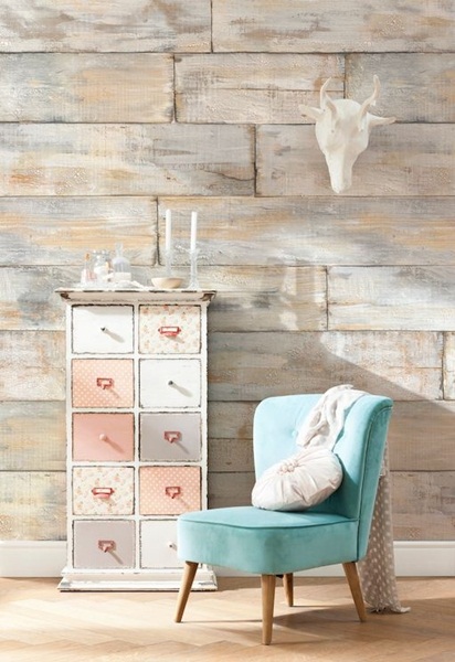 Interior decorado con Fotomural Shabby Chic XXL4-014