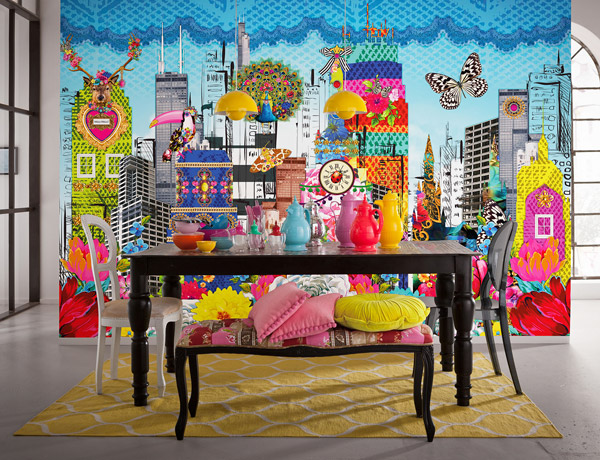 Interior decorado con Fotomural Melli Mello City 8-970